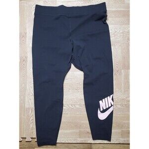 Nike Black Leggings Womens Sportswear Pink Logo Size 2XL